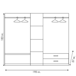 Ντουλάπα ρούχων πεντάφυλλη OLYMPUS pakoworld χρώμα wenge 198x57x183εκ-123-000047