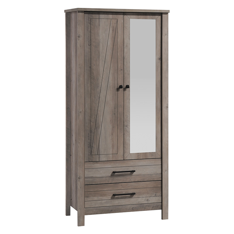 Ντουλάπα ρούχων Tara pakoworld δίφυλλη καθρέπτης rustic oak 84.5x52x193εκ-123-000170