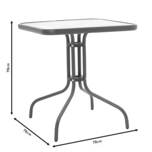 Τραπέζι Watson pakoworld μέταλλο καφέ-γυαλί 70x70x70εκ-130-000032