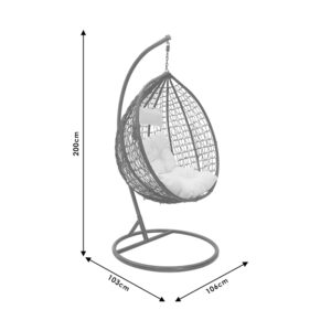 Κούνια Zafer pakoworld κρεμαστή μέταλλο-pp καφέ-μαξιλάρι καφέ 106x103x200εκ-135-000023