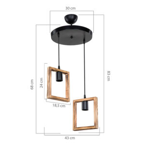 Φωτιστικό οροφής δίφωτο Isolate pakoworld Ε27 καρυδί Φ43x83εκ-147-000137