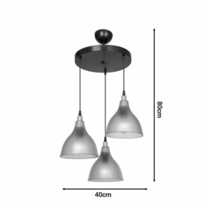 Φωτιστικό οροφής τρίφωτο Orazio pakoworld Ε27 μελί-μαύρο Φ40x80εκ-147-000153