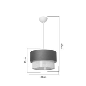Φωτιστικό οροφής μονόφωτο Fansi pakoworld ύφασμα σε γκρι απόχρωση Φ30x23εκ-147-000161