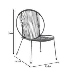 Καρέκλα κήπου Dapper pakoworld μαύρο μέταλλο-pe μαύρο 64.5x74.5x76εκ-152-000042