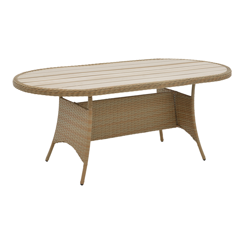 Τραπέζι Keir pakoworld rattan-αλουμίνιο καφέ 180x90x72εκ-152-000054