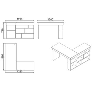 Γραφείο γωνιακό Rosaline pakoworld λευκό-oak 120x129x72εκ-176-000010