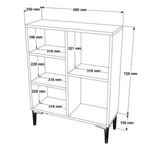 Βιβλιοθήκη χαμηλή Neville pakoworld cement-καρυδί 69x25x87.6εκ-176-000076