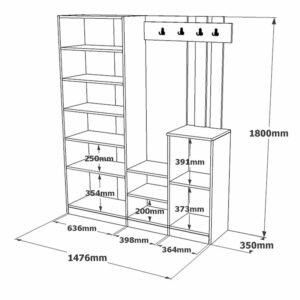 Έπιπλο εισόδου Doorse pakoworld μελαμίνης ανθρακί-sonoma 147.5x35x180εκ-176-000129