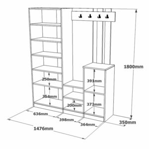 Έπιπλο εισόδου Doorse pakoworld μελαμίνης λευκό-sonoma 147.5x35x180εκ-176-000130