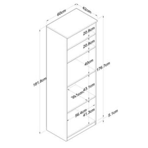 Ραφιέρα επιδαπέδια Rowan pakoworld λευκό-καρυδί 60x42x182εκ-182-000013