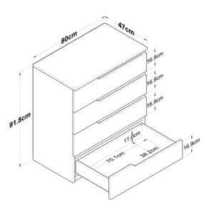 Συρταριέρα Verena pakoworld λευκό-καρυδί 80x47x92εκ-182-000015