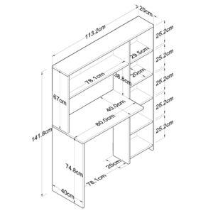 Γραφείο εργασίας-ραφιέρα Janson pakoworld λευκό 113x40x142εκ-182-000033