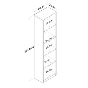 Βιβλιοθήκη Goldie pakoworld λευκό-φυσικό 40x25x161.80εκ-182-000054