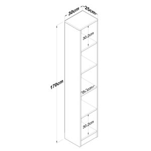 Βιβλιοθήκη Goldie pakoworld φυσικό-λευκό 30x25x170εκ-182-000063