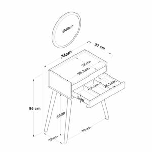 Τουαλέτα κρεβατοκάμαρας Globy pakoworld λευκό 74x37x86εκ-182-000067