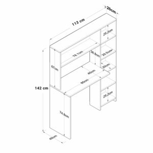 Γραφείο με βιβλιοθήκη Janson pakoworld sonoma 113x40x142εκ-182-000068