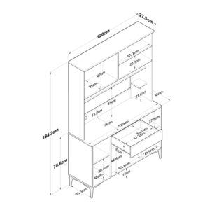 Mπουφές με ράφι Cordie pakoworld λευκό μελαμίνης 120x40x184.2εκ-182-000108