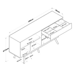 Μπουφές Satava pakoworld pp σε λευκή-καρυδί απόχρωση 180x45x87.6εκ-182-000112