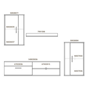 Σύνθετο σαλονιού Zafira pakoworld sonoma-λευκό 190x35x190εκ-192-000001