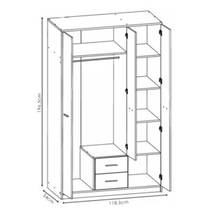 ÍôïõëÜðá ñïý÷ùí Serenity pakoworld ôñßöõëëç sonoma-ëåõêü 118.5x54x196.5åê-192-000019