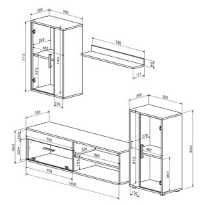 Σύνθετο σαλονιού Zarifa pakoworld oak-μαύρο μελαμίνης 190x35x190εκ-192-000041