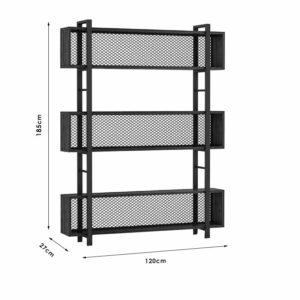 Βιβλιοθήκη Fifer pakoworld καρυδί-μαύρο 120x27x185εκ-197-000059