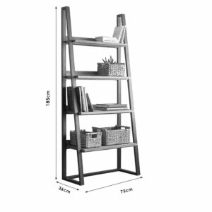 Βιβλιοθήκη Ryder pakoworld καρυδί-μαύρο 75x36x185εκ-197-000064