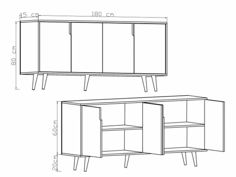 Μπουφές Sennan pakoworld μελαμίνης oak 180x45x80εκ-197-000221