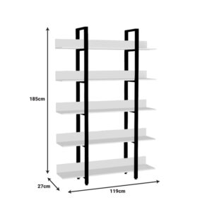 Βιβλιοθήκη Almond pakoworld λευκό-μαύρο 119x27x185εκ-197-000253