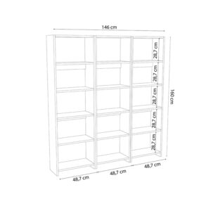 Βιβλιοθήκη Rabuku pakoworld σε ανθρακί απόχρωση 146x22x123εκ-197-000280