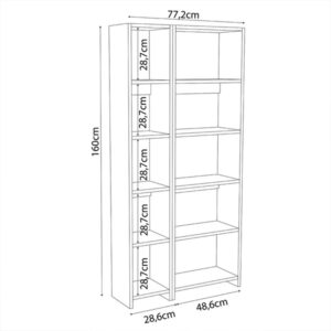 Βιβλιοθήκη Alkathi pakoworld σε oak απόχρωση 77x22x160εκ-197-000281