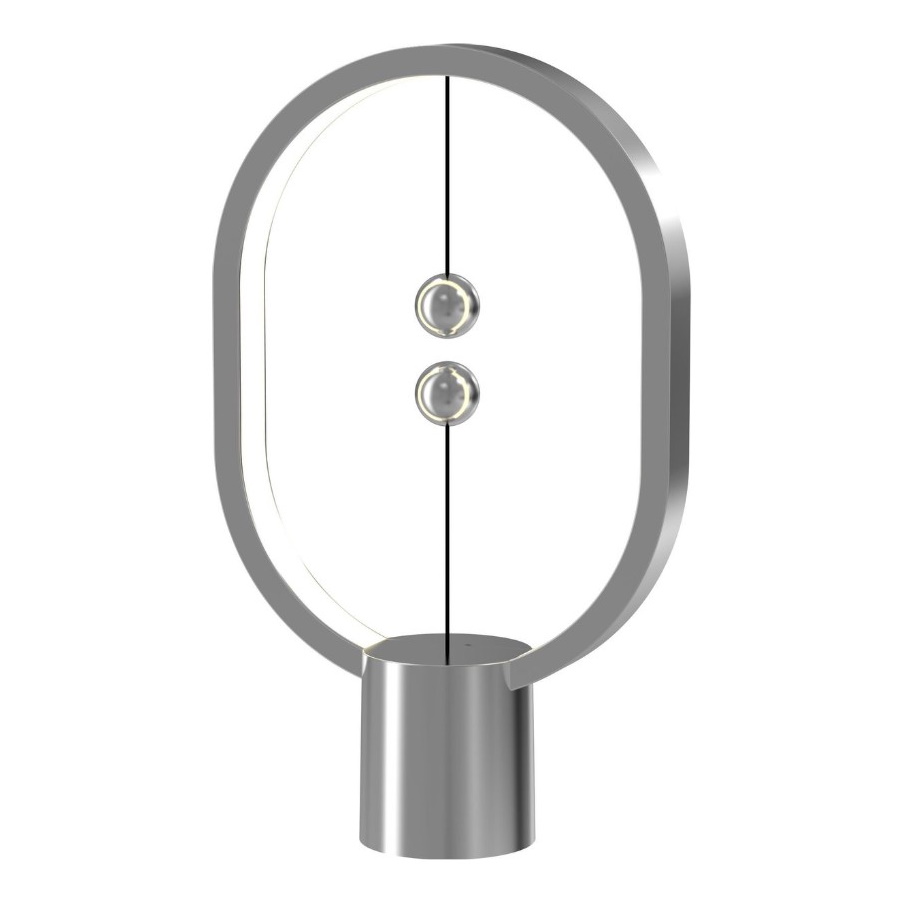 Designnest Heng Balance Mini |Aluminum Lamp Ellipse| Type-C Διακοσμητική λάμπα με μαγνητικό διακόπτη (Silver)