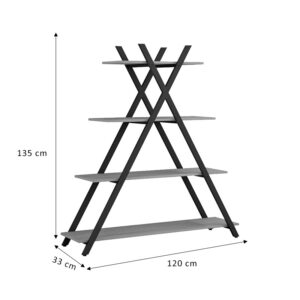 Βιβλιοθήκη Tree pakoworld μαύρο-φυσικό 120x33x135εκ-230-000025