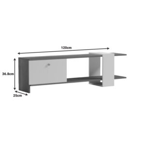 Έπιπλο τηλεόρασης Standi pakoworld σε sonoma-γκρι cement απόχρωση 120x25x36.8εκ-230-000043