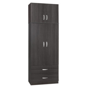 Ντουλάπα δίφυλλη και πατάρι Zelia pakoworld wenge 79x42x240εκ.-249-000043