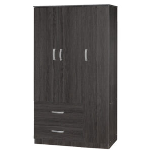 Ντουλάπα τρίφυλλη και πατάρι Zelia pakoworld wenge 90x42x240εκ.-249-000047