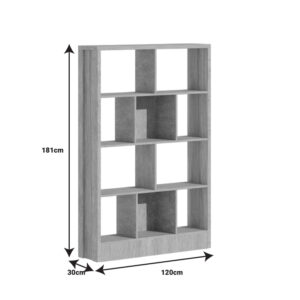 Βιβλιοθήκη Dividre pakoworld sonoma oak μελαμίνης 120x30x181εκ-249-000050