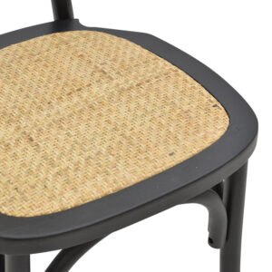 Καρέκλα Zoel pakoworld μαύρο ξύλο οξιάς-φυσικό rattan 45x52x82εκ-263-000031