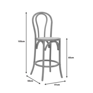 Σκαμπό μπαρ Thonet pakoworld φυσικό ξύλο οξιάς-έδρα φυσικό rattan 41x50x105εκ-263-000039