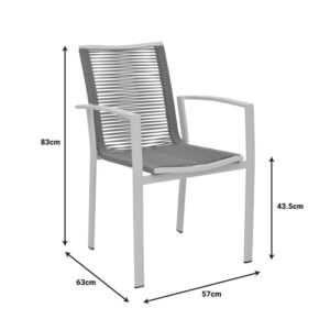 Πολυθρόνα Jonian pakoworld στοιβαζόμενη λευκό αλουμίνιο-textilene σε φυσική απόχρωση 57x63x83εκ-289-000017