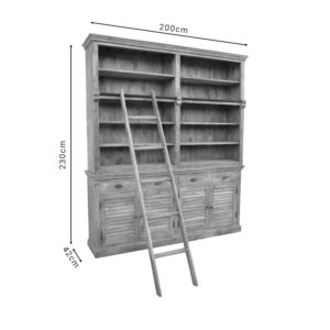 Βιβλιοθήκη Bookie Inart αντικέ λευκό μασίφ mango ξύλο 200x42x230εκ-293-000005