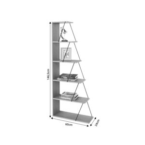 Βιβλιοθήκη Tars pakoworld οακ-μαύρο 60x24x146.5εκ-304-000005