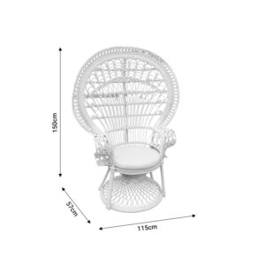 Πολυθρόνα Dorothy Inart με λευκό μαξιλάρι-λευκό rattan 115x57x150εκ-314-000001