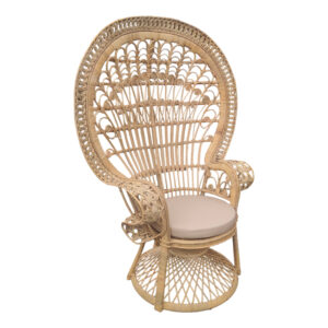 Πολυθρόνα Dorothy Inart με μπεζ μαξιλάρι-φυσικό rattan 115x57x150εκ-314-000002