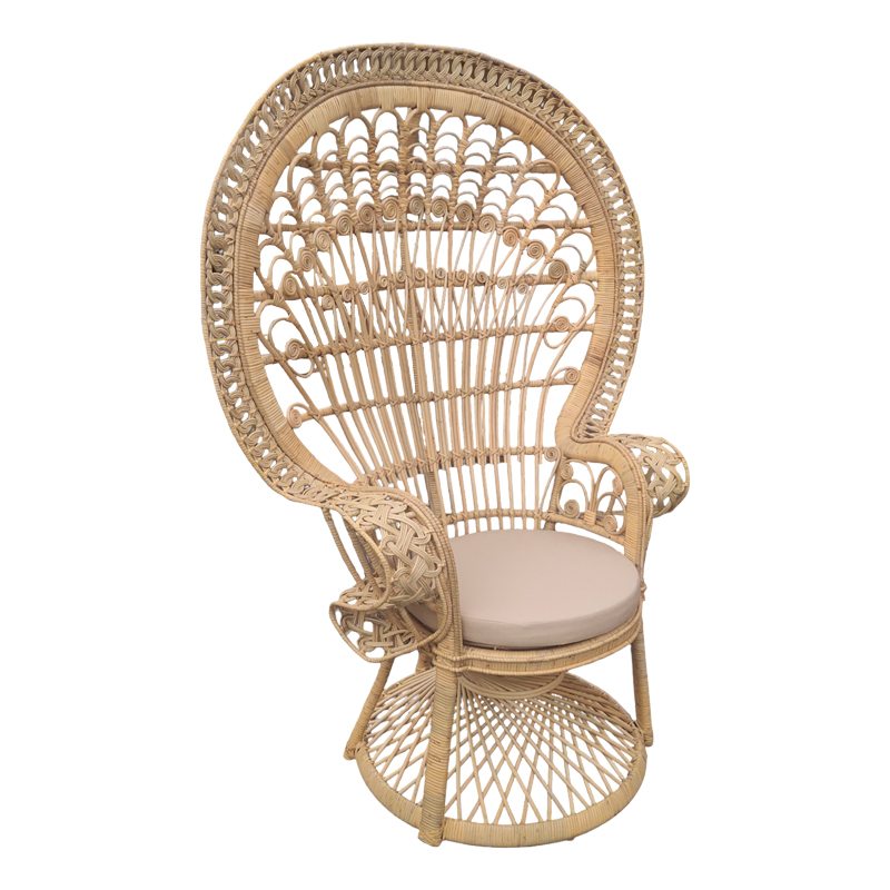 Πολυθρόνα Dorothy Inart με μπεζ μαξιλάρι-φυσικό rattan 115x57x150εκ-314-000002