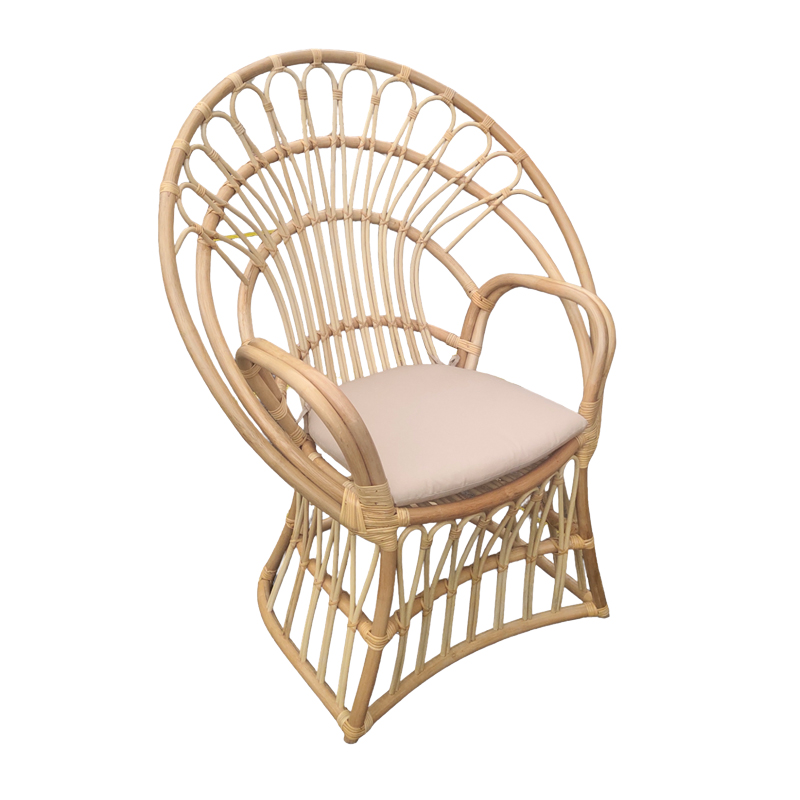 Πολυθρόνα Boloni Inart με μπεζ μαξιλάρι-φυσικό rattan 100x67x120εκ-314-000006