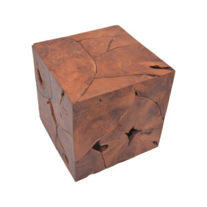 Σκαμπό Boxy Inart φυσικό μασίφ ξύλο teak 40x40x40εκ-315-000024