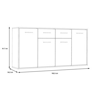 Μπουφές Drepen pakoworld μελαμίνη σε λευκό και sonoma χρώμα 162.3x34.2x81.7εκ-318-000022