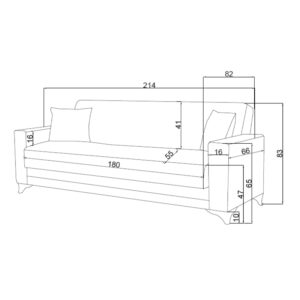 Καναπές-κρεβάτι με αποθηκευτικό χώρο τριθέσιος Vox pakoworld κρεμ ύφασμα 214x82x83εκ-328-000008