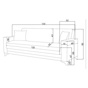 Καναπές-κρεβάτι με αποθηκευτικό χώρο διθέσιος Vox pakoworld κρεμ ύφασμα 154x82x83εκ-328-000012